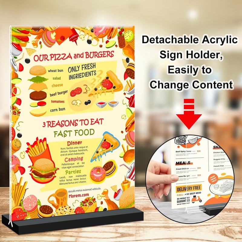 Seencool Acrylic Sign Holder 4x6, 12 Pack Clear Double Sided Menu Vertical Display Stand for Restaurants, Office, Store, Show Fair - Image 2